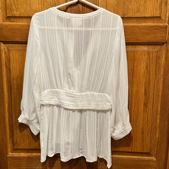 Anthropologie Maeve Isolode White Semi-Sheer Long Sleeve Blouse - Size 8 - Picture 10 of 14